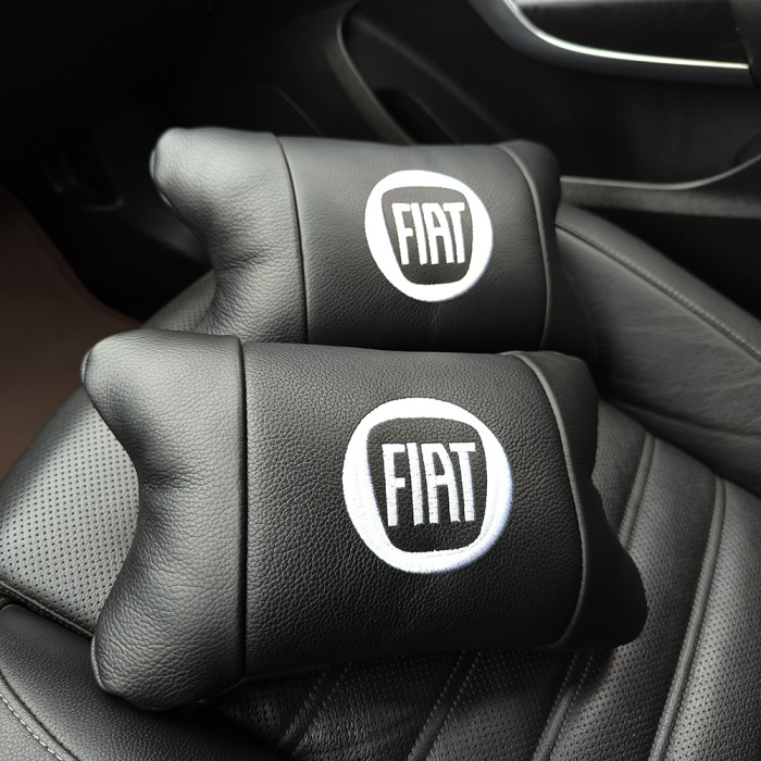 Набір подушок Fiat з натуральної шкіри + вишивка логотипу та шкіряний брелок у подарунок