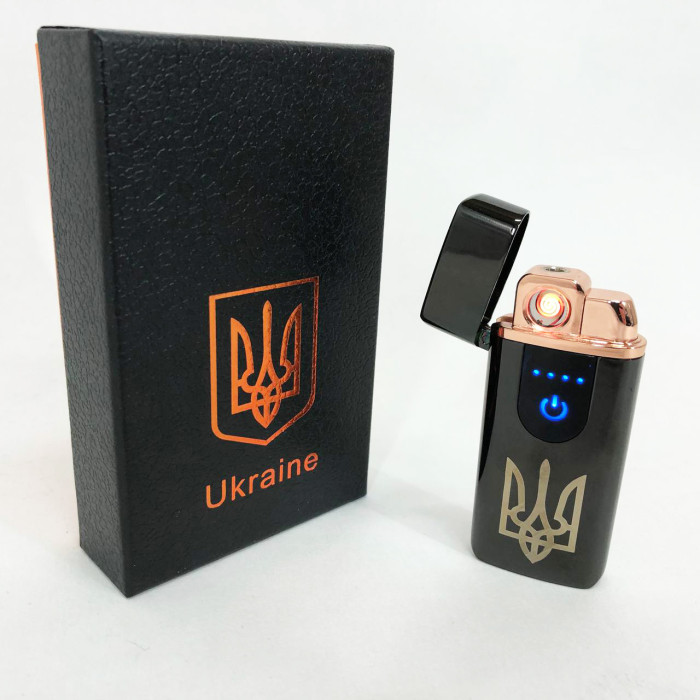 Електрична та газова запальничка Україна із USB-зарядкою HL-431, вітрозахисна запальничка. Колір: чорний