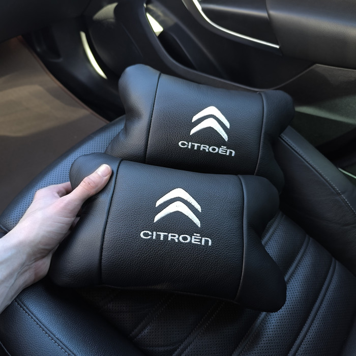 Набір шкіряних подушок Citroën з натуральної італійської шкіри + фірмовий брелок у подарунок
