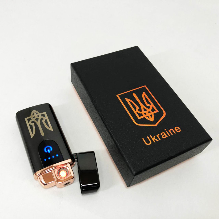Електрична та газова запальничка Україна із USB-зарядкою HL-431, вітрозахисна запальничка. Колір: чорний