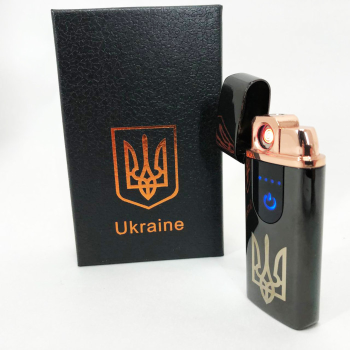 Електрична та газова запальничка Україна із USB-зарядкою HL-431, вітрозахисна запальничка. Колір: чорний