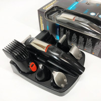 Машинка для стрижки 5в1 Geemy GM-853 стайлер, бритва, триммер на акумуляторі нержавіюча сталь 6 насадок