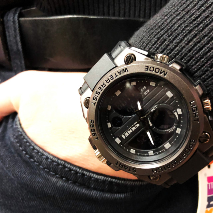 Годинник наручний чоловічий SKMEI 2031BK BLACK, чоловічий тактичний годинник, протиударний годинник. Колір: чорний