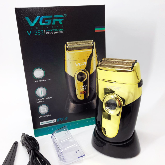 Професійна електробритва VGR V-383 Finale Shaver з підставкою, чоловіча машинка для гоління