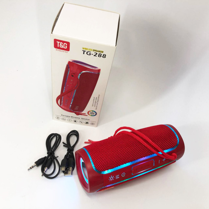Портативна Bluetooth колонка з LED підсвічуванням TG288, гучна колонка для вечірки. Колір: червоний