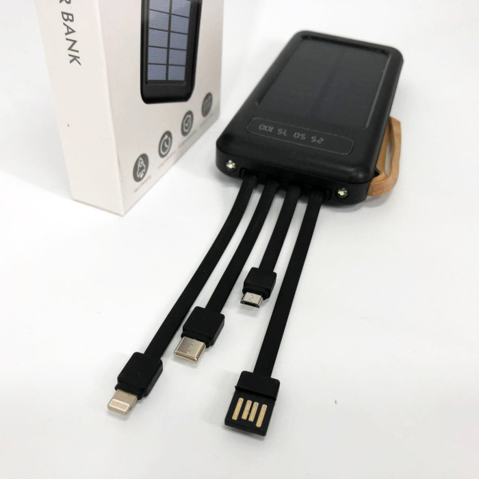 Power Bank Solar Smart 1015 зарядний пристрій на сонячній батареї 20000mAh з індикатором заряду Чорний