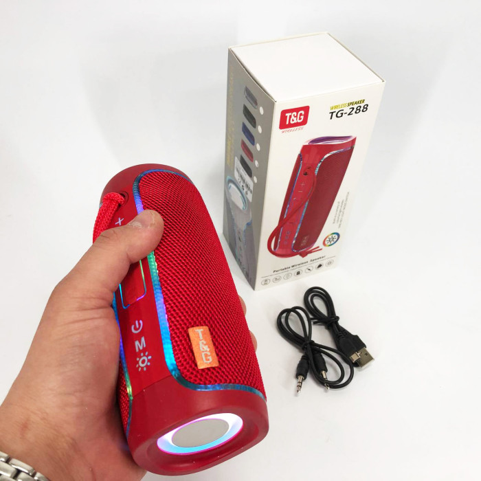 Портативна Bluetooth колонка з LED підсвічуванням TG288, гучна колонка для вечірки. Колір: червоний