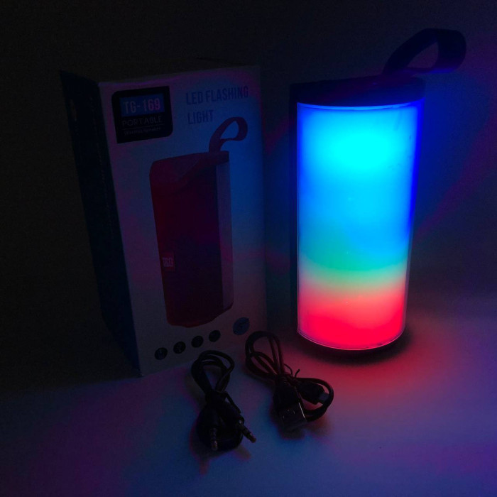 Портативна Bluetooth колонка TG169 з різнокольоровим підсвічуванням FM-радіо 5Wx2. Колір: синій