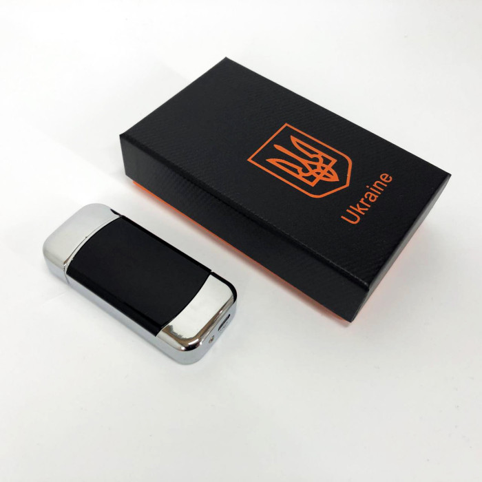 Дугова електроімпульсна запальничка із USB-зарядкою Україна LIGHTER HL-439. Колір: срібло