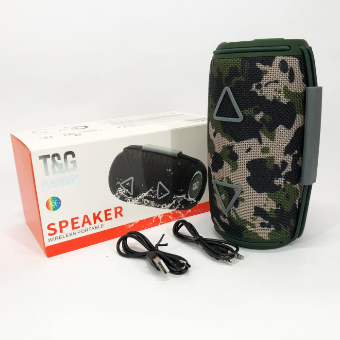 Bluetooth-колонка TG657 з RGB підсвічуванням 1500 mAh, Гучна блютуз колонка. Колір: камуфляж