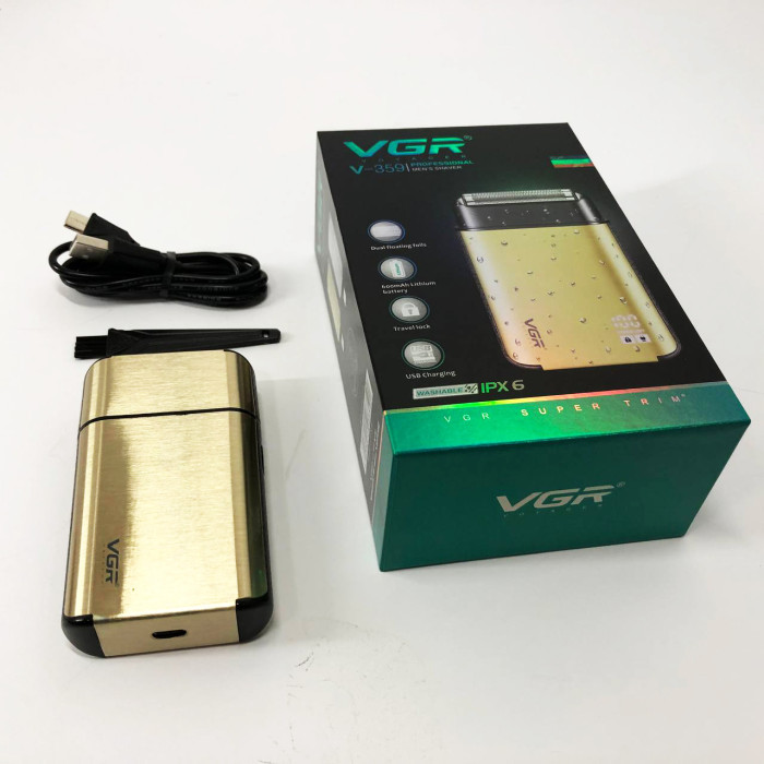 Електробритва VGR V-359 gold шейвер для вологого та сухого гоління, машинка чоловіча для гоління