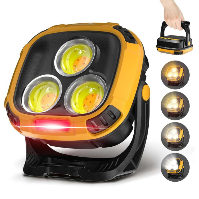 Прожектор ліхтар кемпінг W891-1-3COB(White+Yellow)+5SMD(Red) Power bank