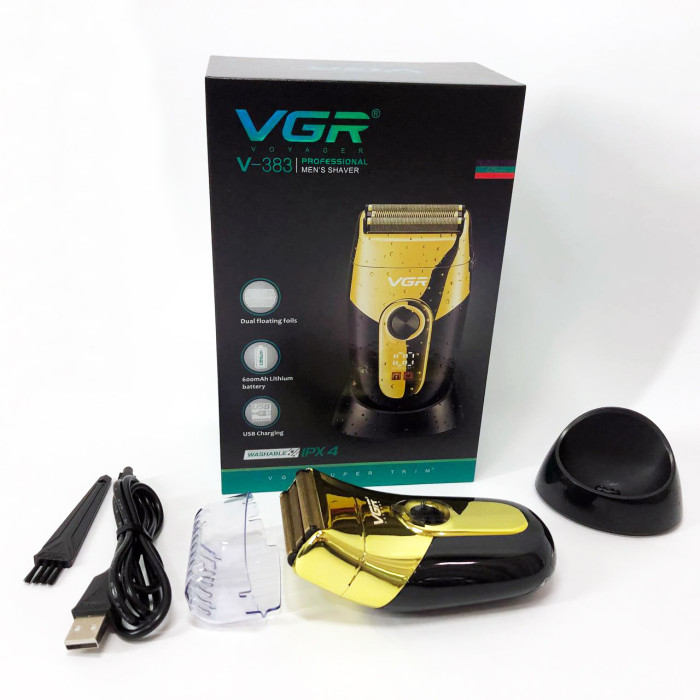 Професійна електробритва VGR V-383 Finale Shaver з підставкою, чоловіча машинка для гоління