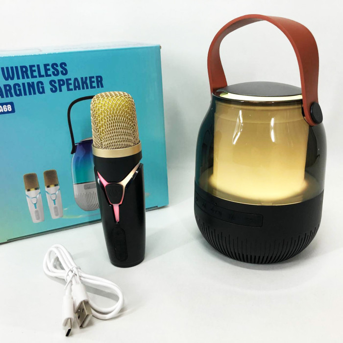 Портативна колонка XM-A68 з RGB підсвічуванням та мікрофоном, Bluetooth мікрофон для караоке