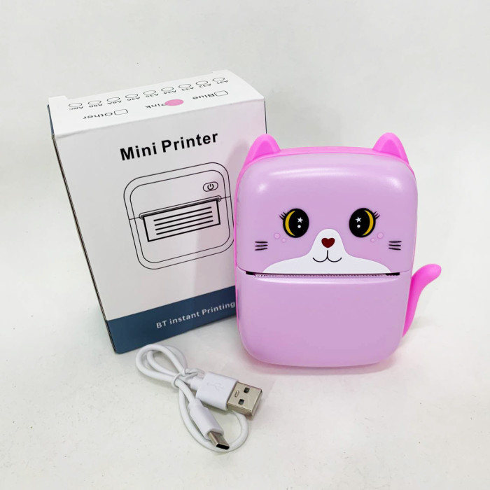 Портативний дитячий термопринтер з Bluetooth A8 Cat міні принтер для телефону Pink