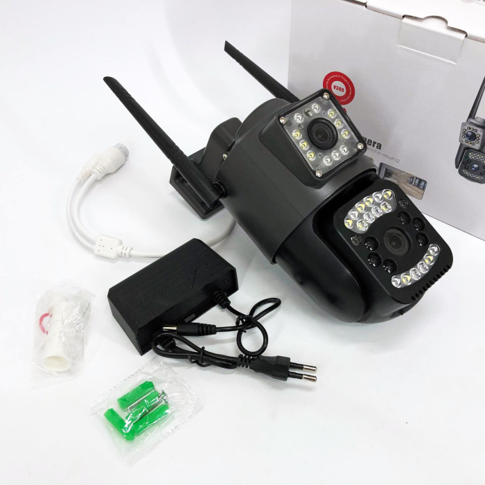 Вулична IP камера 4G/Wi-Fi з двома лінзами SC03 V380pro 4 Mп, Відеокамера з цифровим зумом та мікрофоном