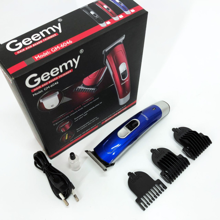 Машинка для стрижки волосся Gemei GM-6046, Акумуляторний універсальний тример для стрижки. Колір: синій