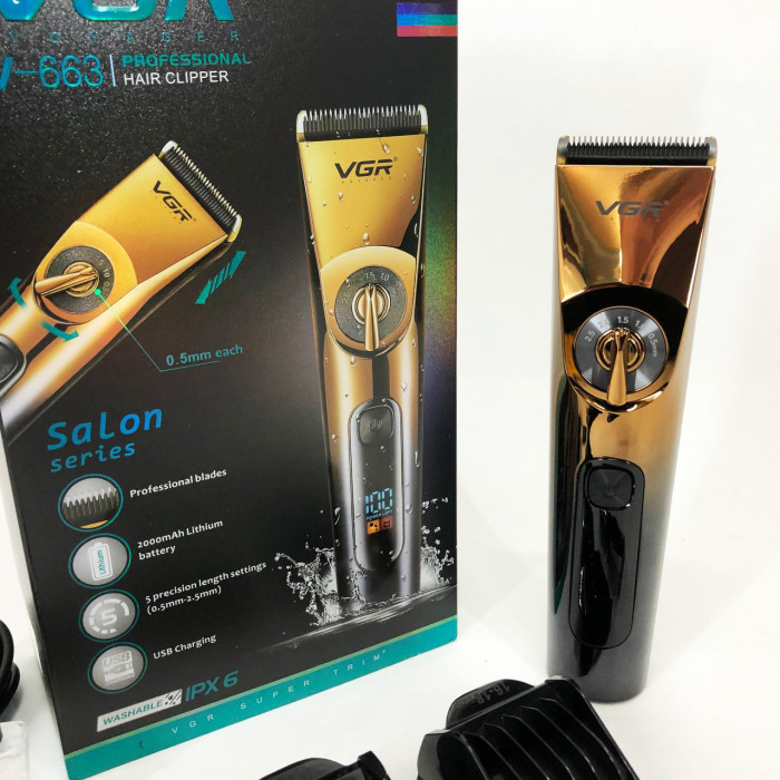 Професійна бездротова машинка для стрижки VGR V-663 тример для волосся, бороди та вусів