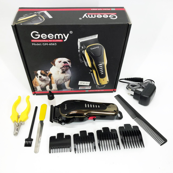 Машинка для стрижки тварин Gemei GM 6063 + 4 насадки грумінгу