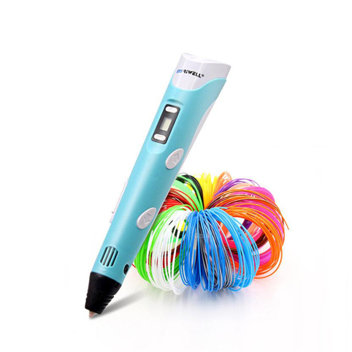 3D ручка Smart 3D Pen 2 c LCD дисплеєм, Цікава ручка 3д для дітей, Оригінальна. Колір: блакитний