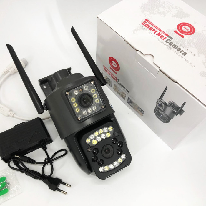 Вулична IP камера 4G/Wi-Fi з двома лінзами SC03 V380pro 4 Mп, Відеокамера з цифровим зумом та мікрофоном