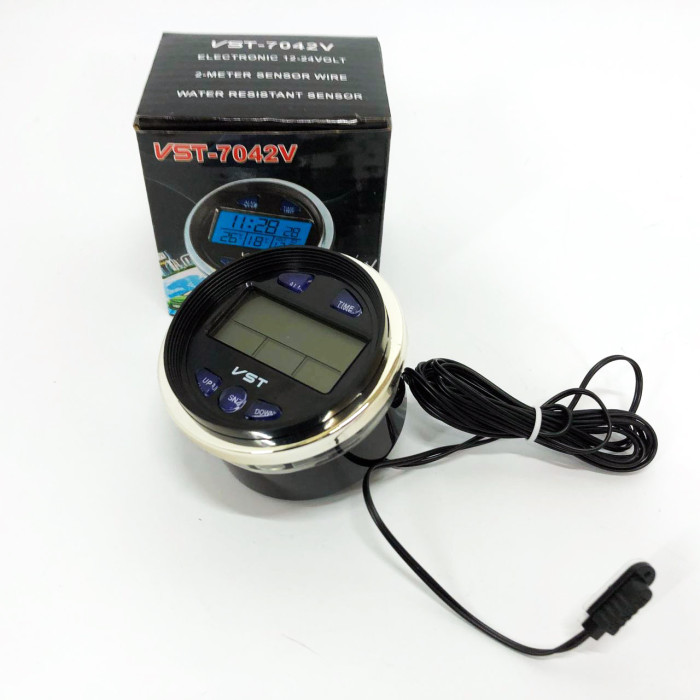 Годинник з термометром VST-7042V з блакитним підсвічуванням