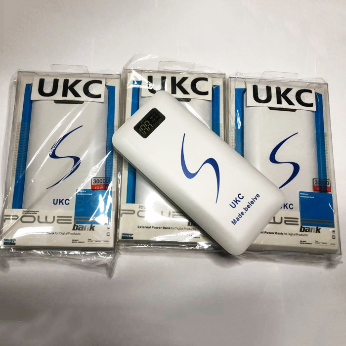 Портативне мобільне заряджання Power Bank 30000/9600mAh UKC, Умб зарядне power bank. Колір: білий