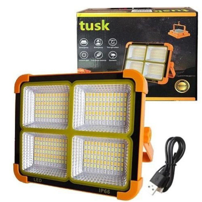 Потужний ліхтар - прожектор із сонячною панеллю та функцією Power bank Solar LED light 12000 mAH