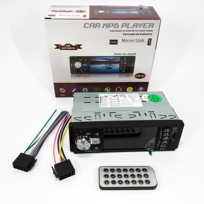 Автомагнітола MP5 4026UM з екраном 4.1 дюйми, AUX вхід, Bluetooth, 1 DIN, магнітола в машину