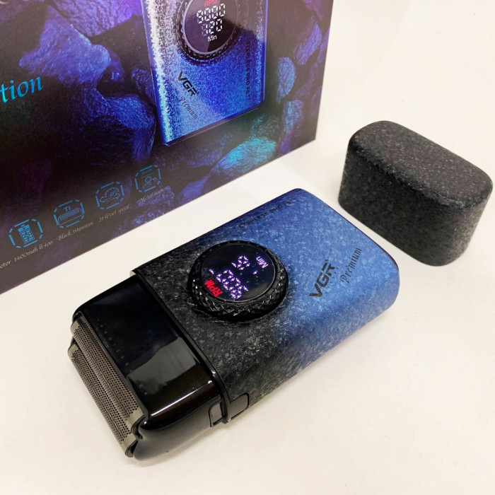 Електробритва VGR V-377 BLUE шейвер, Електрична акумуляторна бритва для гоління, шейвер чоловічий