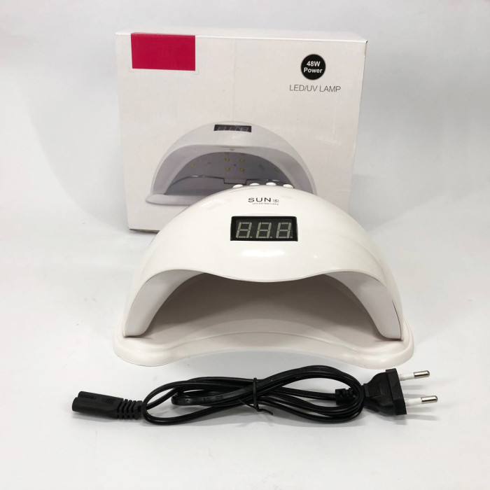 Лампа SUNUV SUN 5 PLUS 48W WHITE UV/LED для полімеризації, Професійна лампа для нігтів з таймером