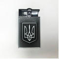 Турбо-Запальничка кишенькова Герб України, вітрозахисна запальничка, подарункові запальнички. Колір: срібло