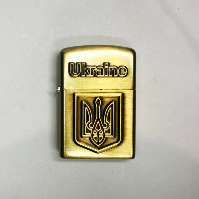 Турбо запальничка Герб України 19277, подарункові запальнички для чоловіків, запальничка в подарунок. Колір: бронзовий