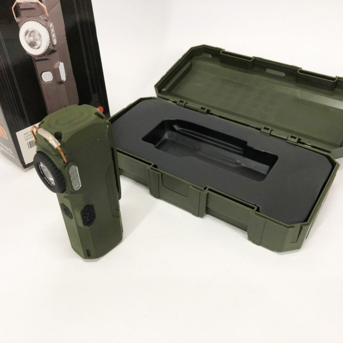 Ліхтарик-запальничка армійська MULTIFUNCTIONAL D51-COB, Запальничка на подарунок в упаковці. Колір: зелений