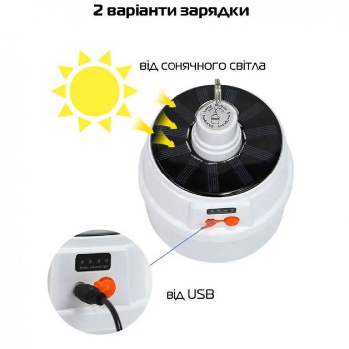 Акумуляторна кемпінгова LED лампа світильник JD-2022 із сонячною панеллю, кемпінговий ліхтар-лампа