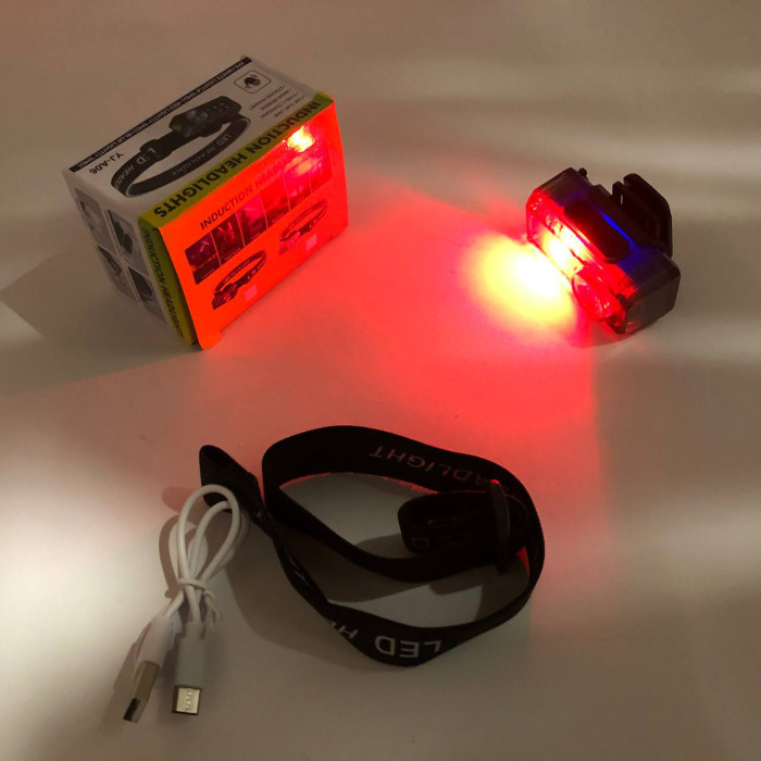 Ліхтар налобний YJ-A06-LED+6SMD, Тактичний ліхтар з червоним світлом на каску, Головний ліхтарик