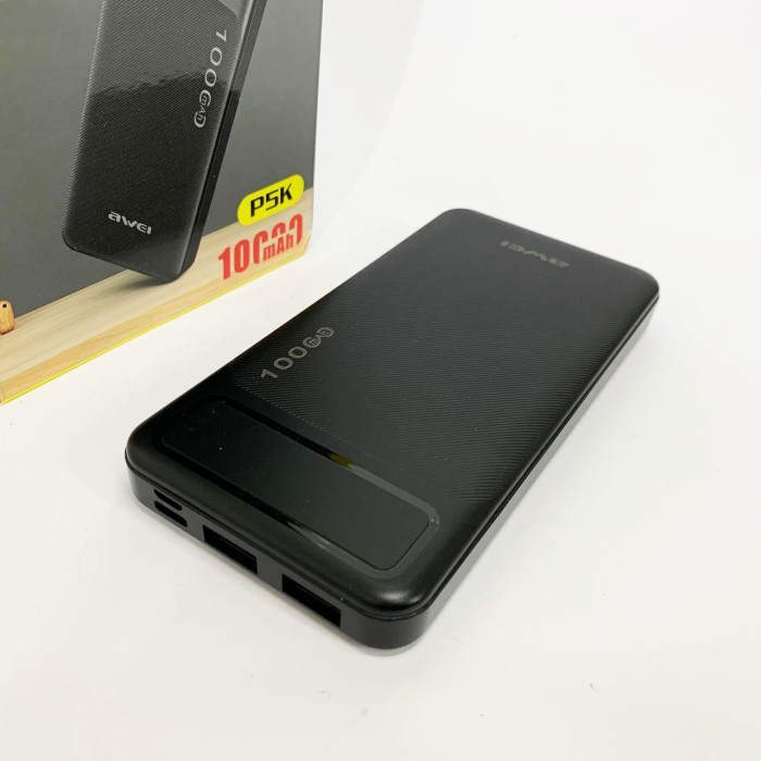 Power Bank Awei P5K 10000 mah Портативне зарядне УМБ 2xUSB чорний