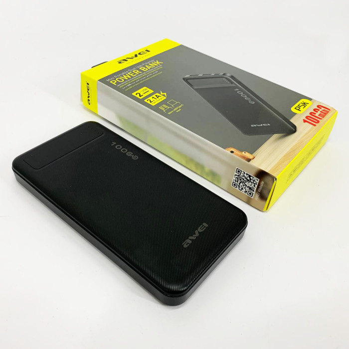 Power Bank Awei P5K 10000 mah Портативне зарядне УМБ 2xUSB чорний