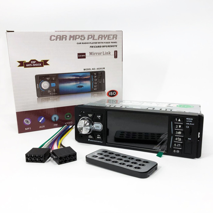 Автомагнітола MP5 4026UM з екраном 4.1 дюйми, AUX вхід, Bluetooth, 1 DIN, магнітола в машину