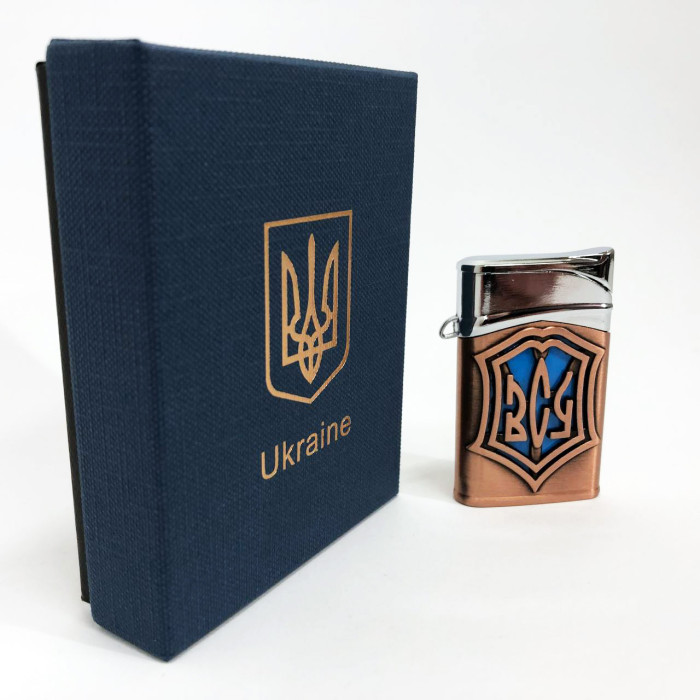 Запальничка газова ЗСУ Подарункова коробка, Гостре полум'я HL-4112-4, Запальничка з турбонаддувом. Колір: бронза