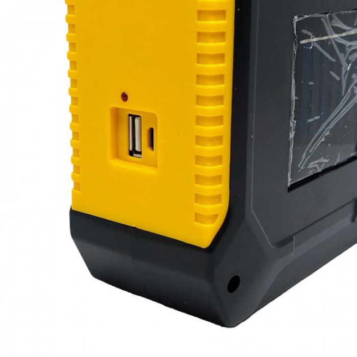 Портативний ліхтар лампа JY-978B акумуляторний із сонячною панеллю + Power Bank. Колір жовтий