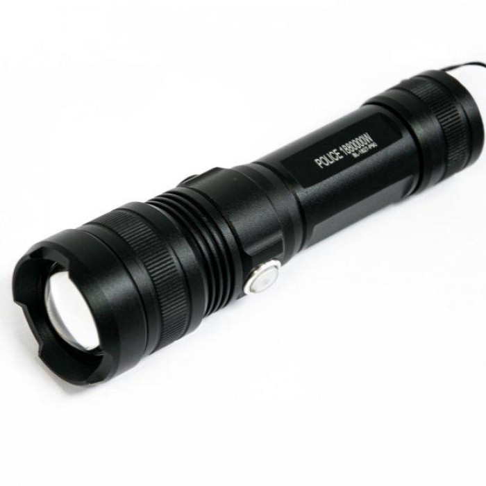 Ручний акумуляторний світлодіодний ліхтар Police X-Balog BL-1827-P90 переносний з USB заряджанням оптичним зумом і металевим корпусом + ремінець на руку