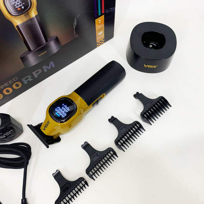 Тример для стрижки волосся VGR V-886T GOLD 8000RPM 4 насадки