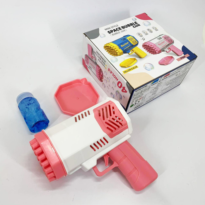 Дитячий пістолет мильні бульки Rocket Bubble Gun 15,8 см автоматичний. Колір: рожевий