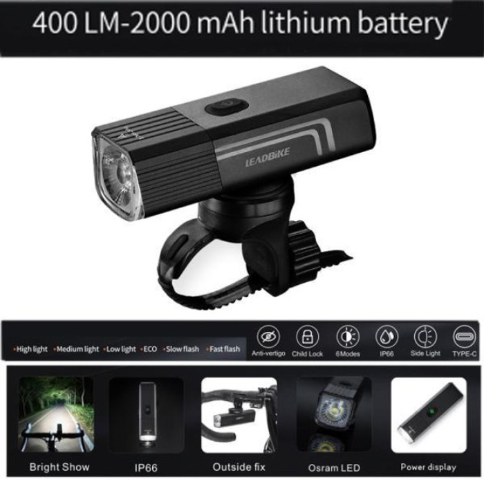 Фара для велосипеда передня Leadbike LD88-Osram 400LM