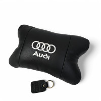 Автомобільна подушка для підголівника Audi – чорна натуральна шкіра