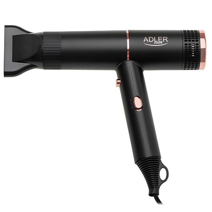 Фен Adler AD 2278 Black 1400Вт 2 швидкості 2 режими іонізація концентратор захист від перегріву