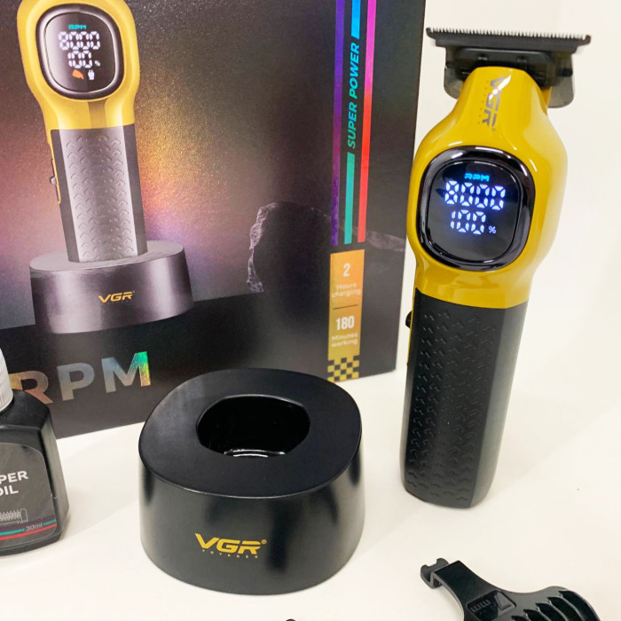 Тример для стрижки волосся VGR V-886T GOLD 8000RPM 4 насадки