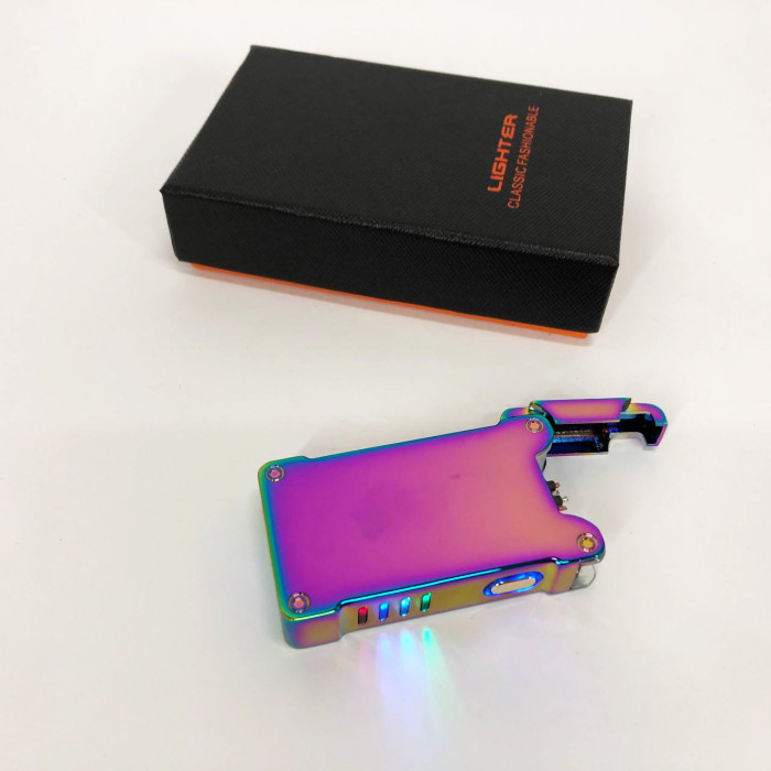 Дугова електроімпульсна запальничка із USB-зарядкою ліхтариком LIGHTER HL-437. Колір: хамелеон