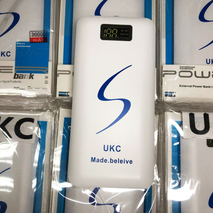 Портативне мобільне заряджання Power Bank 30000/9600mAh UKC, Умб зарядне power bank. Колір: білий